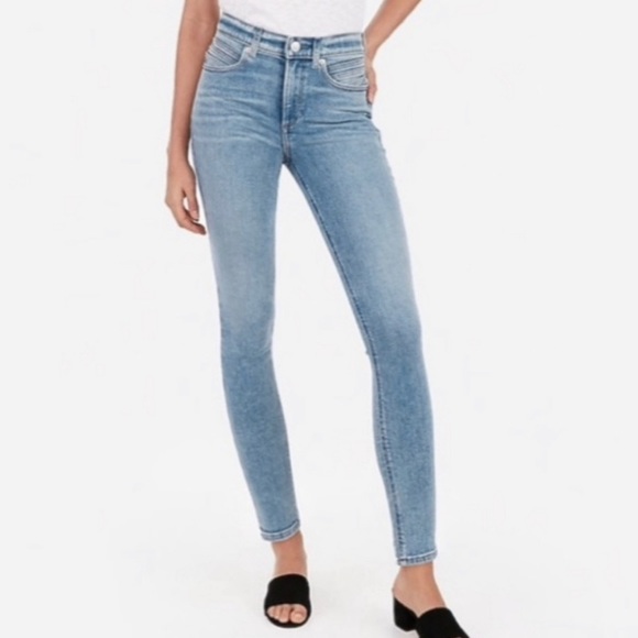 Express Hyper Stretch High Rise Skinny Jeans Size 29 x 32 Light Wash